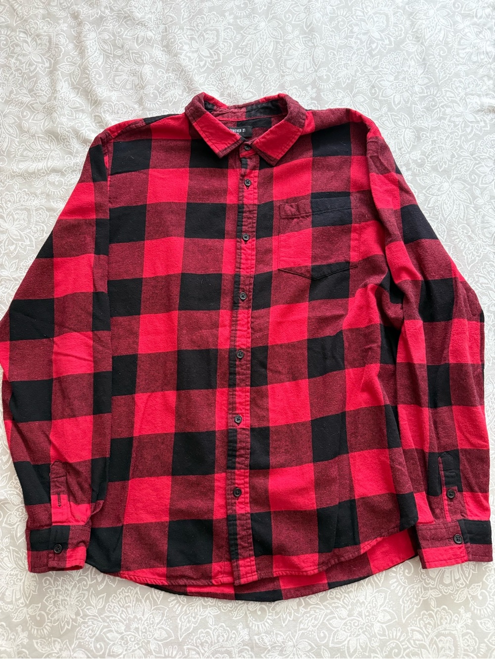 Forever 21 Red & Black Plaid Button-Down Shirt